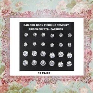 12 Pairs - High Fashion Austrian Crystal Post / Stud Earrings